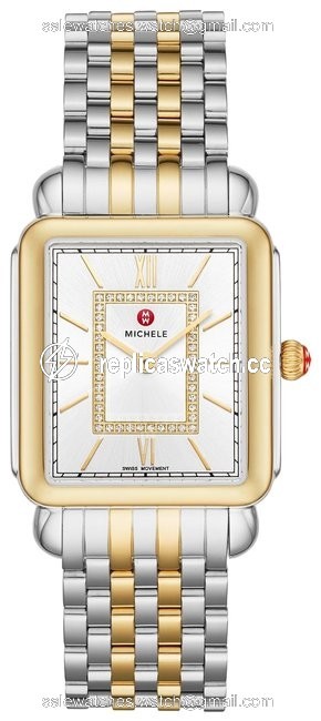 Michele Gold Gold/Silver Deco Ii 18k-gold Diamond Dial Watch Michele Gold Gold/Silver Deco Ii 18k-gold Diamond Dial Watch