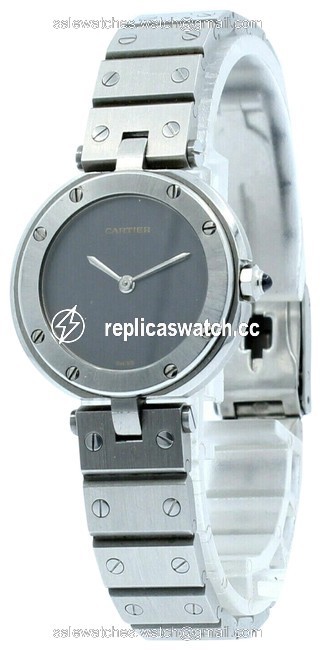 Cartier Gray Santos Round Stainless Steel Date Quartz 27mm Ladies Watch Cartier Gray Santos Round Stainless Steel Date Quartz 27mm Ladies Watch