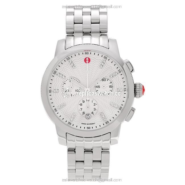 Michele Silver Uptown Diamond Dial Watch Michele Silver Uptown Diamond Dial Watch