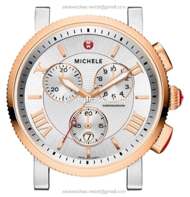 Michele Sport Sail Rose Gold and Silver Watch Michele Sport Sail Rose Gold and Silver Watch