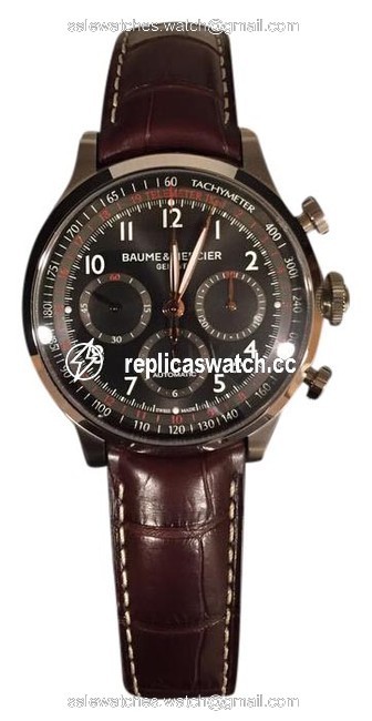 Baume & Mercier Black Dial with Brown Strap Capeland Mens 10062 Watch Baume & Mercier Black Dial with Brown Strap Capeland Mens 10062 Watch