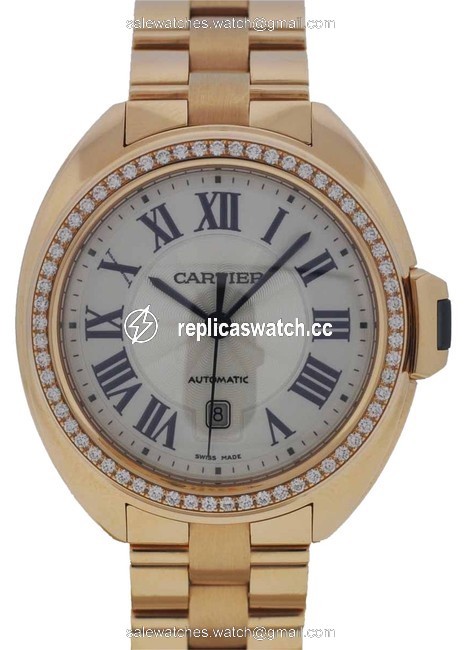 Cartier Rose Gold Cle De 31mm 18k with Diamonds Ladies Watch Cartier Rose Gold Cle De 31mm 18k with Diamonds Ladies Watch