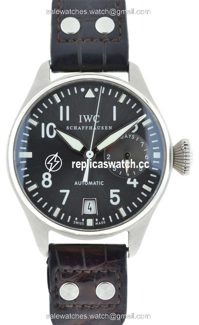 IWC Grey Big Pilot Iw5004-02 18k White Gold Leather Strap Watch IWC Grey Big Pilot Iw5004-02 18k White Gold Leather Strap Watch