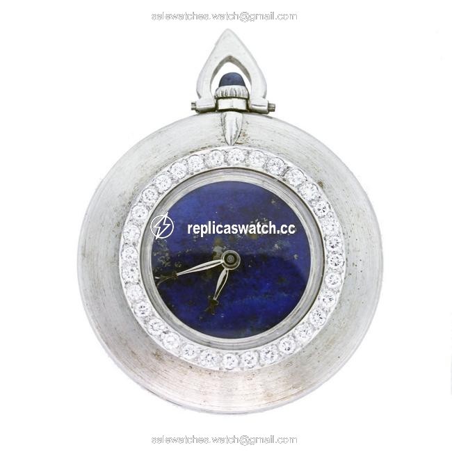 Cartier White Blue Pocket 18k Gold Lapis Lazuli Dial Watch Cartier White Blue Pocket 18k Gold Lapis Lazuli Dial Watch