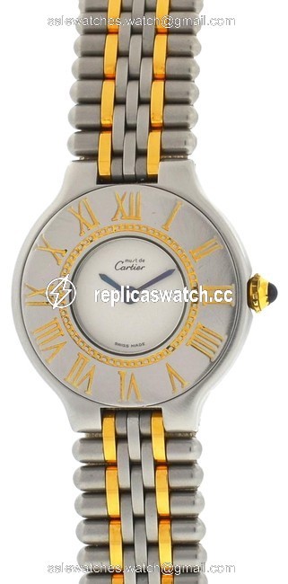 Cartier White Must 21 Ladies Two Tone Watch Cartier White Must 21 Ladies Two Tone Watch