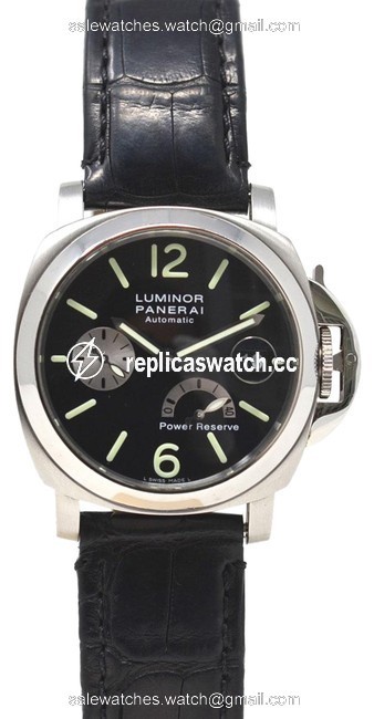 Panerai Black Luminor Pam00125 Power Reserve Leather Strap Watch Panerai Black Luminor Pam00125 Power Reserve Leather Strap Watch