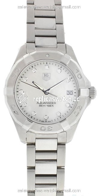 TAG Heuer Stainless Steel Way 1313 Aquaracer Quartz Mother Of Pearl Dial Womens Watch TAG Heuer Stainless Steel Way 1313 Aquaracer Quartz Mother Of Pearl Dial Womens Watch