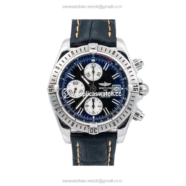 Breitling Black Chronomat Evolution A13356 44mm Dial with Stainless St Watch Breitling Black Chronomat Evolution A13356 44mm Dial with Stainless St Watch