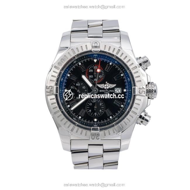 Breitling Black Super Avenger A13370 48mm Blue Dial with Stainless Steel Bra Watch Breitling Black Super Avenger A13370 48mm Blue Dial with Stainless Steel Bra Watch
