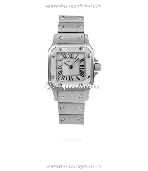 Cartier White Santos Galb¨Ĥe W20056d6 24mm Dial with Stainless Steel Watch Cartier White Santos Galb¨Ĥe W20056d6 24mm Dial with Stainless Steel Watch