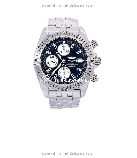 Breitling Black Chronomat Evolution A13356 44mm Dial with Stainless St Watch Breitling Black Chronomat Evolution A13356 44mm Dial with Stainless St Watch