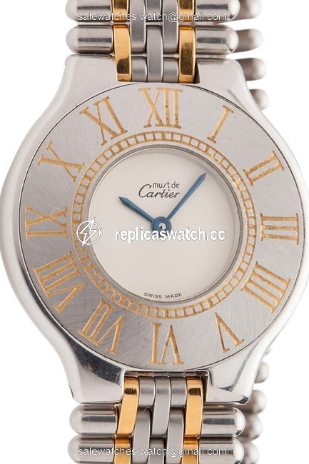 Cartier Stainless Steel & 18k Gold Authentic...cartier "Must De 21" Ladies Watch Cartier Stainless Steel & 18k Gold Authentic...cartier "Must De 21" Ladies Watch