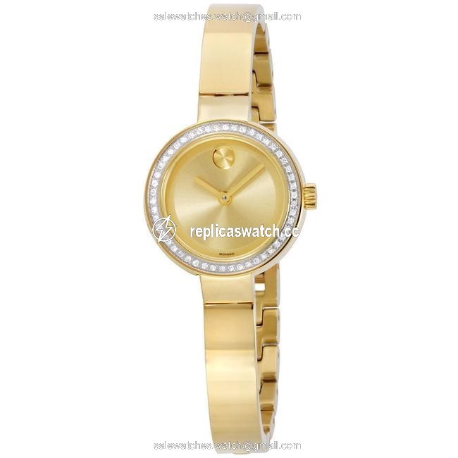 Movado Gold Plated Stainless Bangle Bracelet Diamond Dial 3600322 Swiss Watch Movado Gold Plated Stainless Bangle Bracelet Diamond Dial 3600322 Swiss Watch