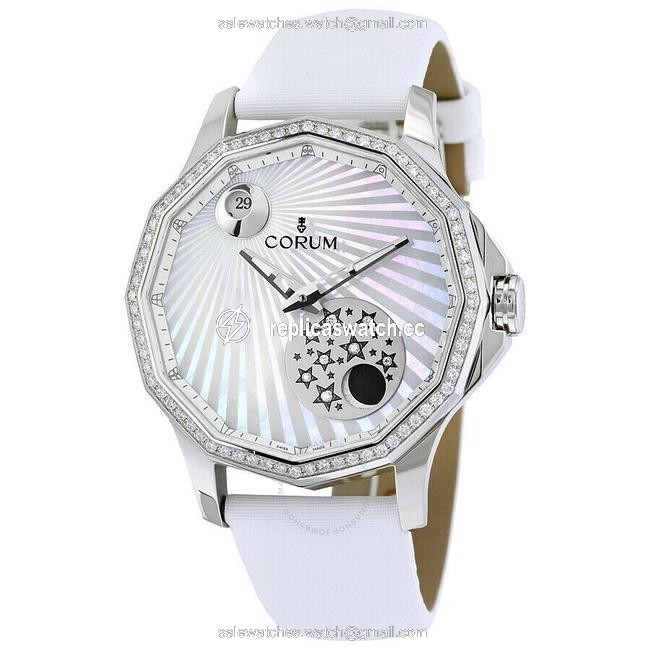 Corum Silver Admirals Cup Legend Mystery Moon 384.101.47/0f49 Aa01 Diamond 38 Watch Corum Silver Admirals Cup Legend Mystery Moon 384.101.47/0f49 Aa01 Diamond 38 Watch