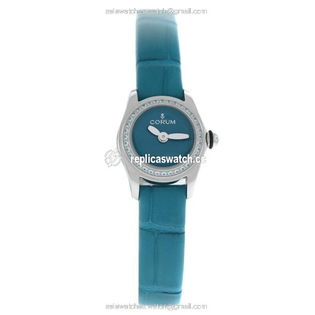 Corum Silver Bubble Mini 137.100.47/0003 Bl01 Topaz Ladies Steel 17mm Quartz Watch Corum Silver Bubble Mini 137.100.47/0003 Bl01 Topaz Ladies Steel 17mm Quartz Watch