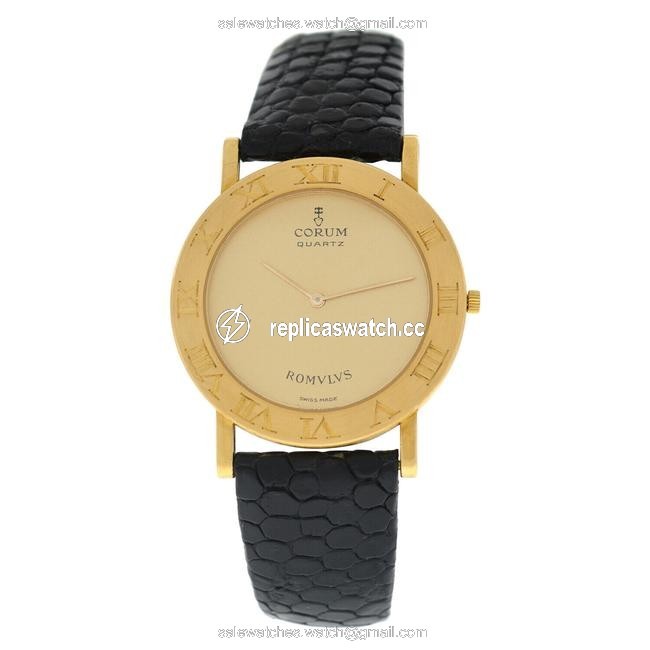 Corum Yellow Gold Romvlvs 50.501.56 Mens 18k Quartz 32mm Watch Corum Yellow Gold Romvlvs 50.501.56 Mens 18k Quartz 32mm Watch