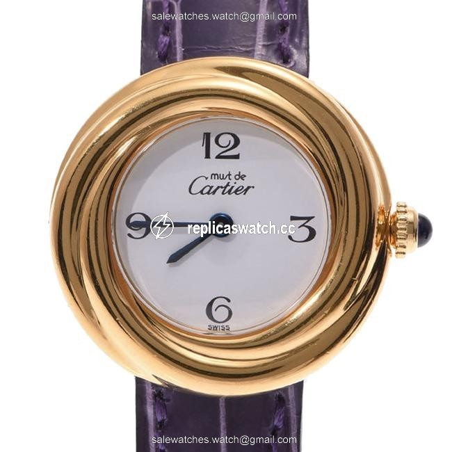 Cartier White Gold Plated Stainless Steel Quartz Must Trinity Vermeil Womens Wristwatch 26 Mm Watch Cartier White Gold Plated Stainless Steel Quartz Must Trinity Vermeil Womens Wristwatch 26 Mm Watch