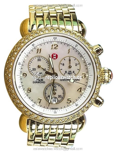 Michele Gold Stainless Steel Chronograph Csx Diamond Womens Watch Michele Gold Stainless Steel Chronograph Csx Diamond Womens Watch