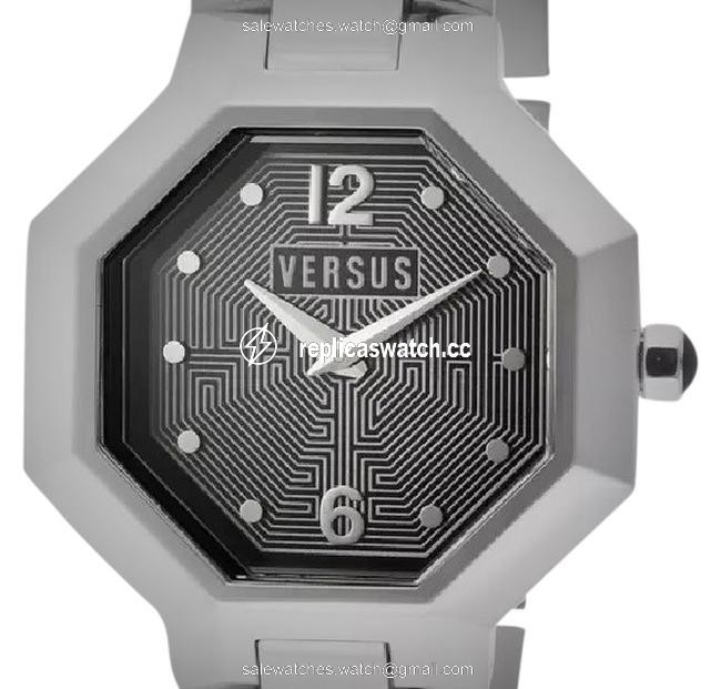 Versace Black/Light Silver Versus From Womens Labyrinth Black/Light Dial Watch Versace Black/Light Silver Versus From Womens Labyrinth Black/Light Dial Watch