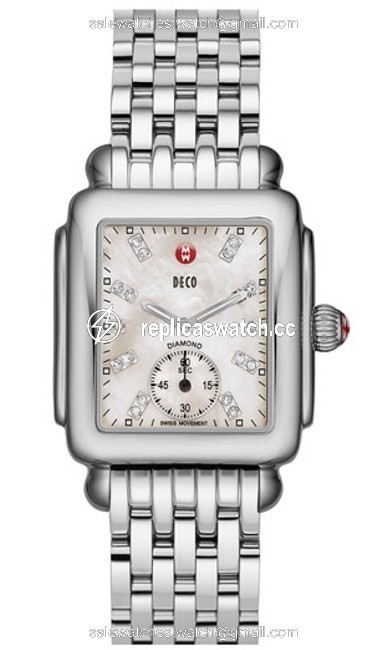 Michele Silver deco 16 Diamond Dial Watch Michele Silver deco 16 Diamond Dial Watch