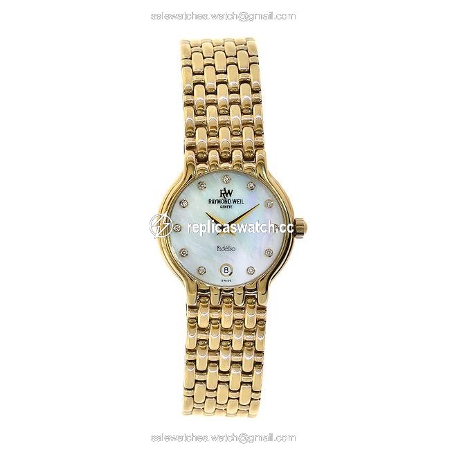 Raymond Weil Yellow 4702 Fidelio 18k Gold Plated Mop Dial Watch Raymond Weil Yellow 4702 Fidelio 18k Gold Plated Mop Dial Watch