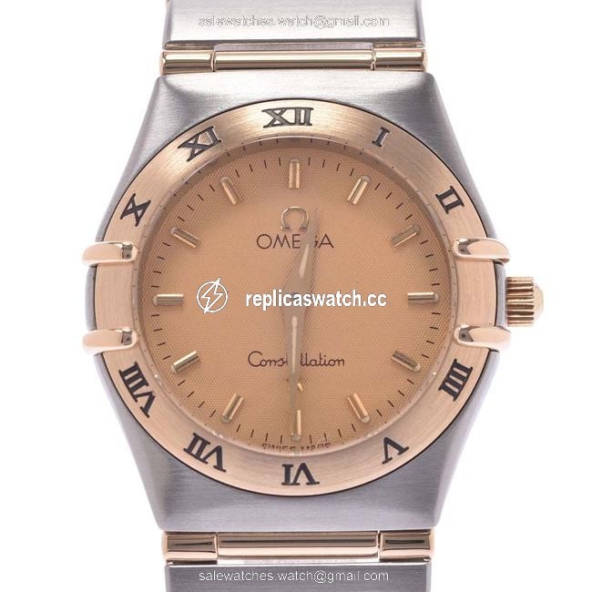 Omega Champagne 18k Yellow Gold and Stainless Steel Constellation 1272.1 Quartz Womens Wristwatch 22 Mm Watch Omega Champagne 18k Yellow Gold and Stainless Steel Constellation 1272.1 Quartz Womens Wristwatch 22 Mm Watch