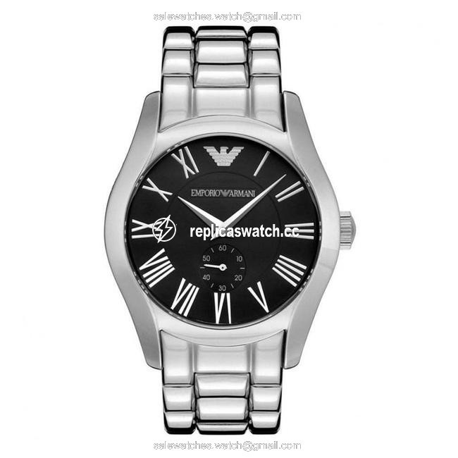 Emporio Armani Silver and Black Mens Dial Stainless Bracelet Watch Emporio Armani Silver and Black Mens Dial Stainless Bracelet Watch