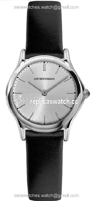 Emporio Armani Black Womens Swiss Leather Strap Watch Emporio Armani Black Womens Swiss Leather Strap Watch