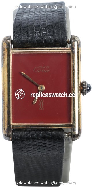 Cartier Gold Plated/ Red Vintage Must De Tank Argent 925 Watch Cartier Gold Plated/ Red Vintage Must De Tank Argent 925 Watch