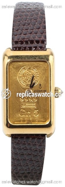 Corum Gold/Brown 24kt Dial Ingot 5 Gram 18kt Case Ladies 14300 Watch Corum Gold/Brown 24kt Dial Ingot 5 Gram 18kt Case Ladies 14300 Watch