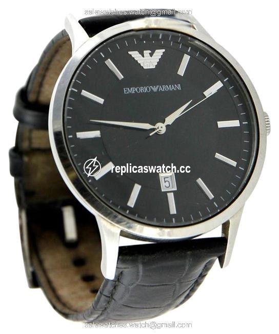 Emporio Armani Mens Classic Black Dial 43mm Watch Emporio Armani Mens Classic Black Dial 43mm Watch