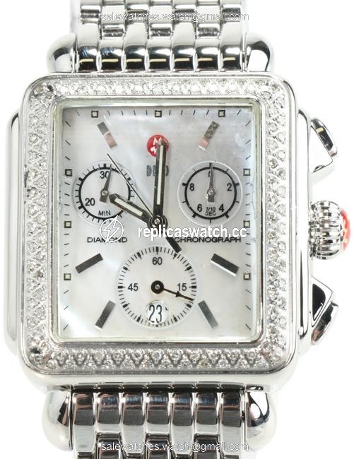 Michele Silver Deco Diamond Bezel Watch Michele Silver Deco Diamond Bezel Watch