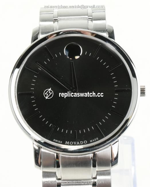 Movado Black/Silver 40mm Thin Classic Watch Movado Black/Silver 40mm Thin Classic Watch