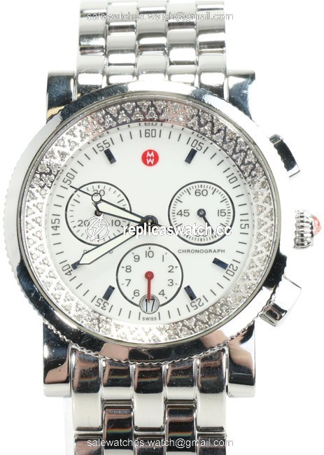 Michele Silver Sport Sail Chronograph Diamond Watch Michele Silver Sport Sail Chronograph Diamond Watch