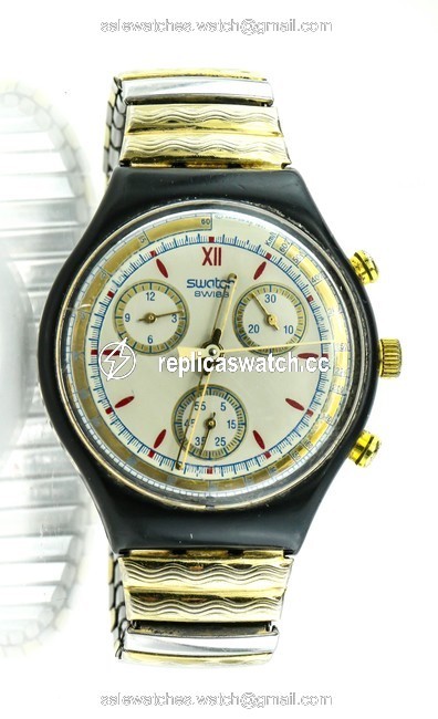 Swatch Two Tone Collectible Vintage Chronograph Unisex Watch Swatch Two Tone Collectible Vintage Chronograph Unisex Watch