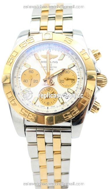 Breitling Multicolor Chronomat 41 Two Tone Yellow and White Watch Breitling Multicolor Chronomat 41 Two Tone Yellow and White Watch