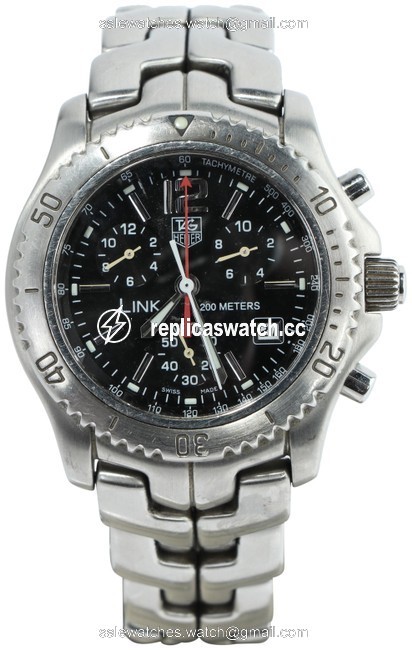 TAG Heuer Black/ Steel Link Chronograph Ct111 Watch TAG Heuer Black/ Steel Link Chronograph Ct111 Watch