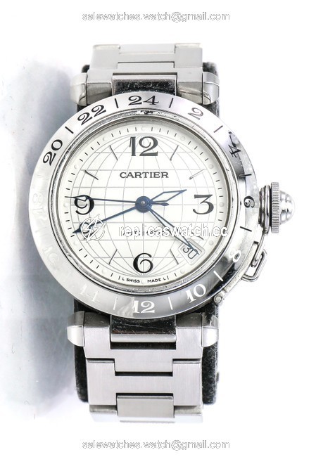 Cartier Stainless Steel Gmt 2377 Pasha Watch Cartier Stainless Steel Gmt 2377 Pasha Watch