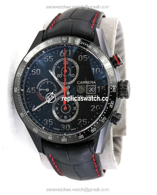 TAG Heuer Pvd Titanium/ Red Carrera Chronographe 43mm Car2a80 Watch TAG Heuer Pvd Titanium/ Red Carrera Chronographe 43mm Car2a80 Watch