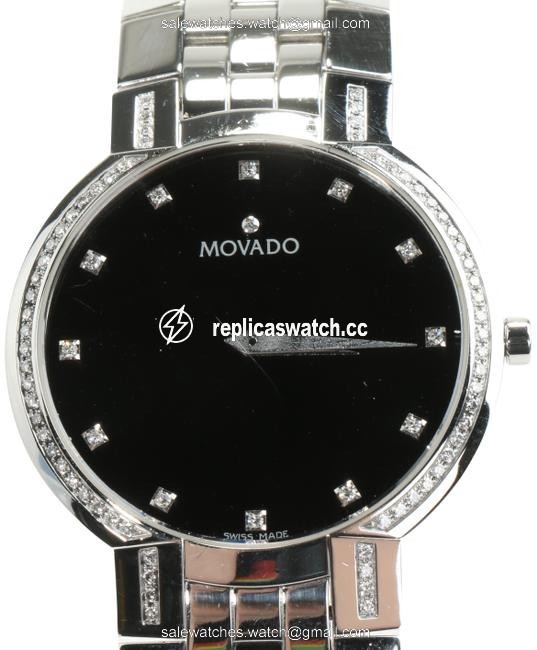 Movado Silver Faceto Diamonds Watch Movado Silver Faceto Diamonds Watch