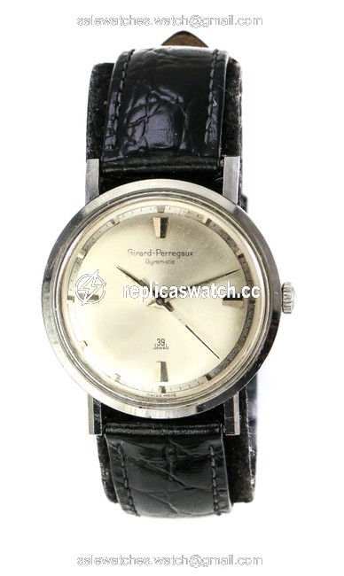 Girard-Perregaux Stainless Steel and Leather Gyromatic Vintage Watch Girard-Perregaux Stainless Steel and Leather Gyromatic Vintage Watch