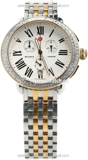Michele Silver/Gold/White Serein Two Tone Diamond Watch Michele Silver/Gold/White Serein Two Tone Diamond Watch