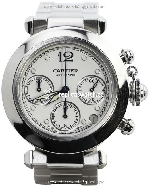 Cartier Silver/ Stainless Steel Pasha Chronograph 2412 Watch Cartier Silver/ Stainless Steel Pasha Chronograph 2412 Watch