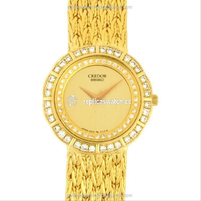 Seiko Credor Diamond Bezel K18 Yellow Gold Ladies Quartz Champagne Dial 4n70-0120 Gtaa008 Watch Seiko Credor Diamond Bezel K18 Yellow Gold Ladies Quartz Champagne Dial 4n70-0120 Gtaa008 Watch