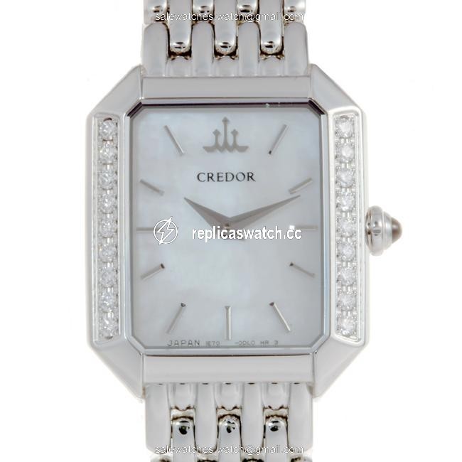 Seiko Credor Signo Side Diamond Ladies Gste889 Stainless Steel White Shell Dial Watch Seiko Credor Signo Side Diamond Ladies Gste889 Stainless Steel White Shell Dial Watch