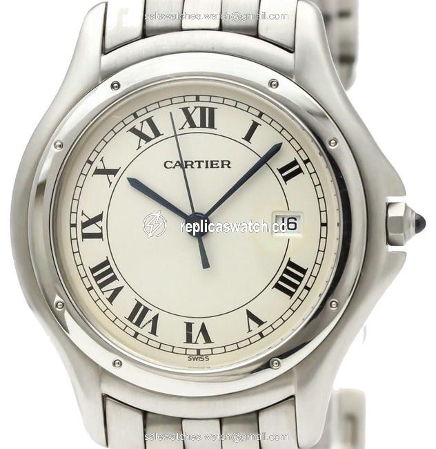 Cartier Panthere Cougar Quartz Stainless Steel Mens Dress 987904 Watch Cartier Panthere Cougar Quartz Stainless Steel Mens Dress 987904 Watch