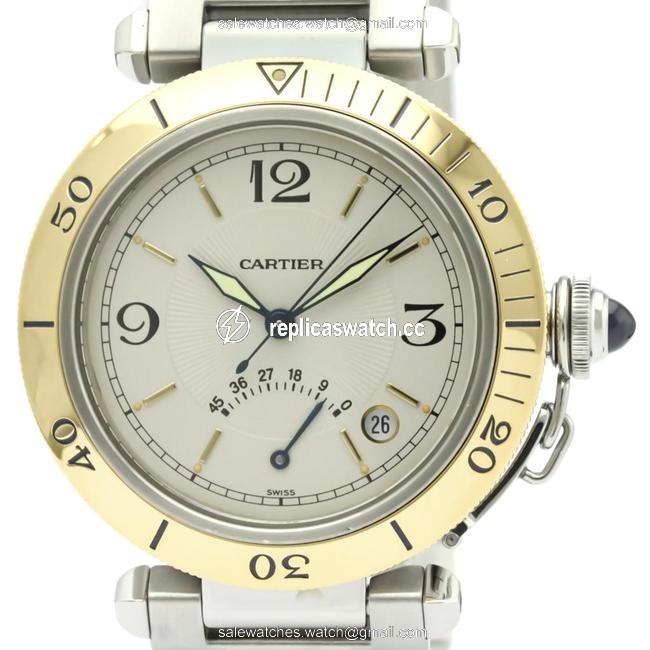Cartier Pasha 38 Stainless Steel Yellow Gold (18k) Mens Dress W31012h3 Watch Cartier Pasha 38 Stainless Steel Yellow Gold (18k) Mens Dress W31012h3 Watch