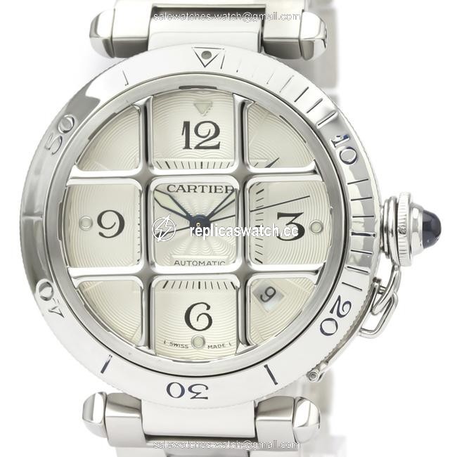 Cartier Pasha 38 Stainless Steel Mens Dress W31040h3 Watch Cartier Pasha 38 Stainless Steel Mens Dress W31040h3 Watch