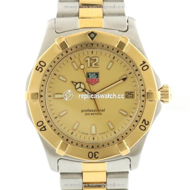 TAG Heuer 200m Combination Professional Wk1121 Silver Gold Mens Stainless Steel Plating Watch TAG Heuer 200m Combination Professional Wk1121 Silver Gold Mens Stainless Steel Plating Watch
