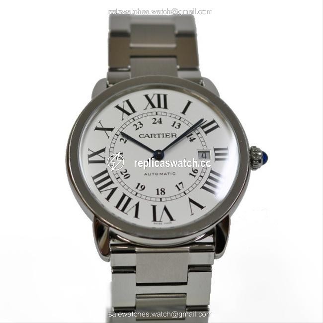Cartier XL Ss Stainless Steel Rondo Solo White Silver W6701011 Ladies Men Watch Cartier XL Ss Stainless Steel Rondo Solo White Silver W6701011 Ladies Men Watch